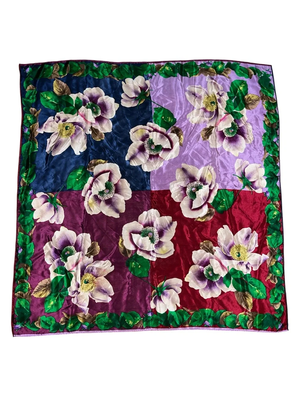 Oscar de la renta studio floral silk scarf head wrap purple flowers summer